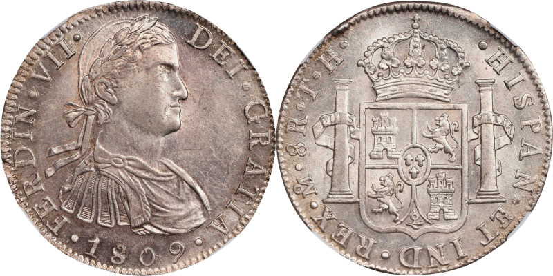 MEXICO. 8 Reales, 1809-Mo TH. Mexico City Mint. Ferdinand VII. NGC MS-61.
KM-11...