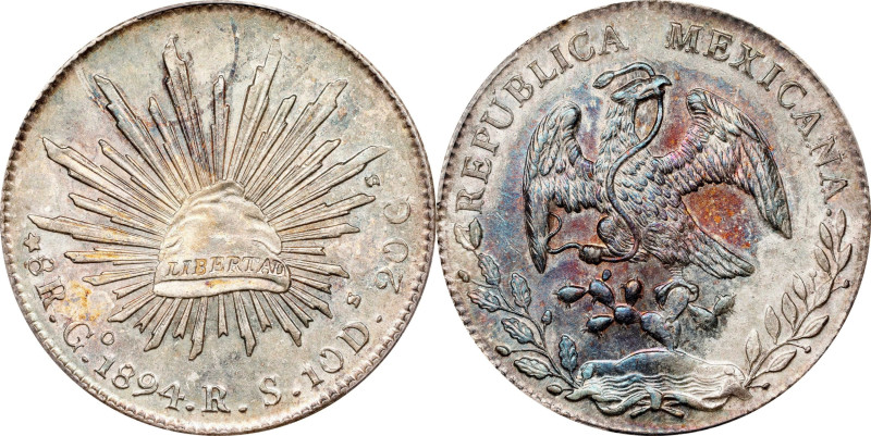 MEXICO. 8 Reales, 1894-Go RS. Guanajuato Mint. PCGS MS-62.
KM-377.8; DP-Go77. V...