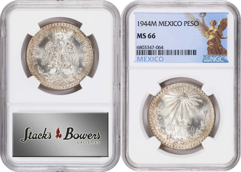 MEXICO. Duo of Pesos (2 Pieces), 1944-M. Mexico City Mint. Both NGC Certified.
...