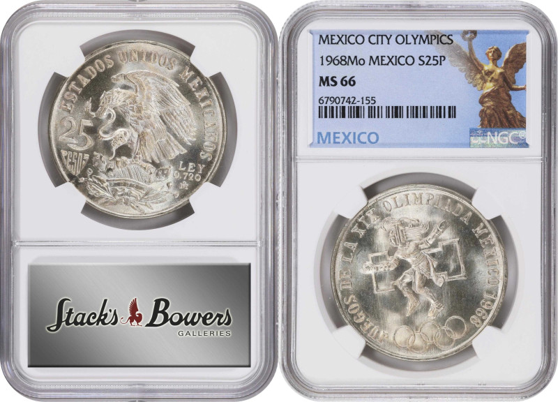 MEXICO. Duo of 25 Pesos (2 Pieces), 1968-Mo. Mexico City Mint. Both NGC Certifie...