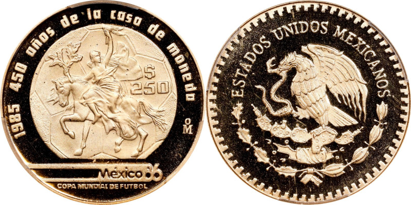 MEXICO. 250 Pesos, 1986-Mo. Mexican (Potosi) Mint. PCGS PROOF-69 Deep Cameo.
Fr...