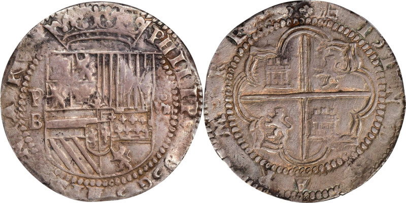 BOLIVIA. Cob 8 Reales, ND (1578-95)-P B. Potosi Mint. Philip II. PCGS Genuine--C...