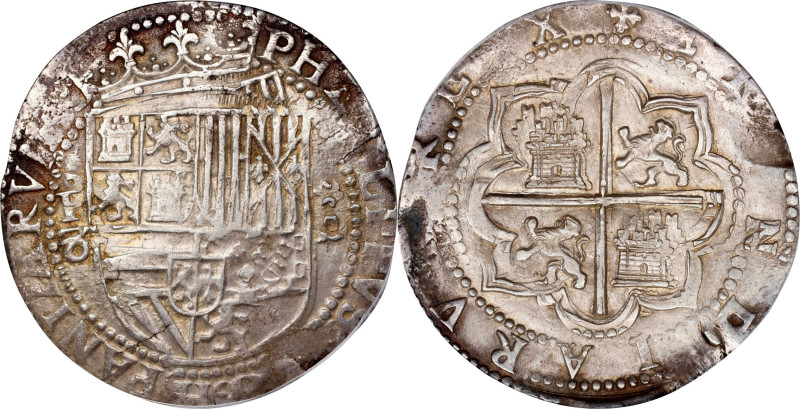 PERU. Cob 8 Reales, ND (ca. 1577-88)-* P Do. Lima Mint. Assayer D, Diego de la T...