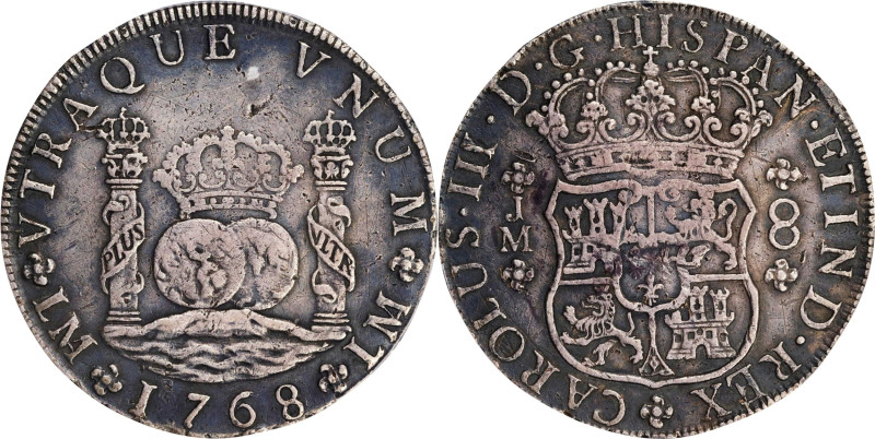 Plated in the Standard Catalog of World Coins 
PERU. 8 Reales, 1768-LM JM. Lima...