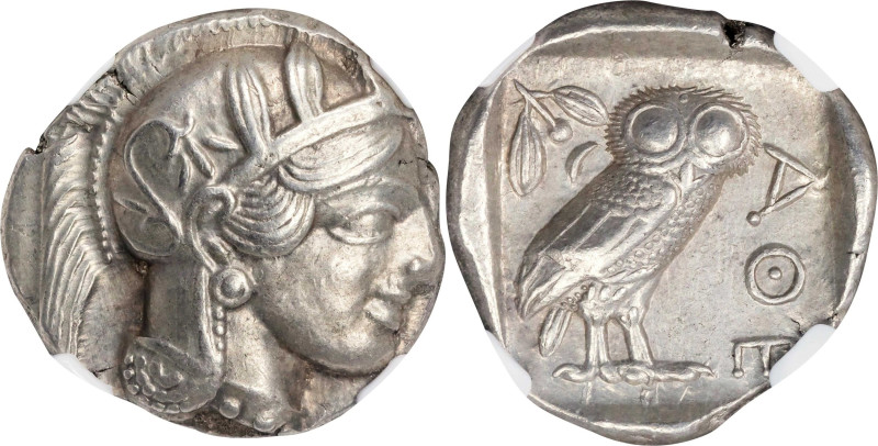 ATTICA. Athens. AR Tetradrachm (17.19 gms), ca. 440-404 B.C. NGC AU, Strike: 5/5...