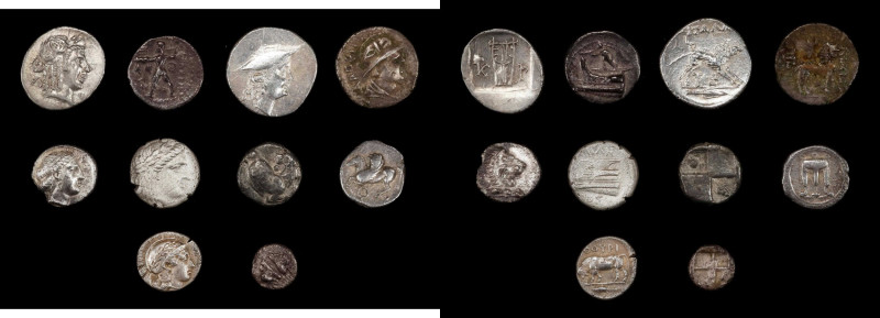 MIXED LOTS. Group of Silver Issues (10 Pieces), ca. 4th-1st centuries B.C. Avera...