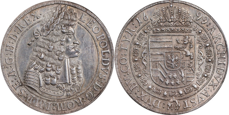 AUSTRIA. Holy Roman Empire. Taler, 1699/8. Hall Mint. Leopold I. PCGS Genuine--C...