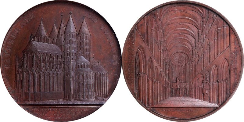 BELGIUM. Tournai. Tournai Cathedral Bronze Medal, 1857. Geerts (Ixelles) Mint. N...