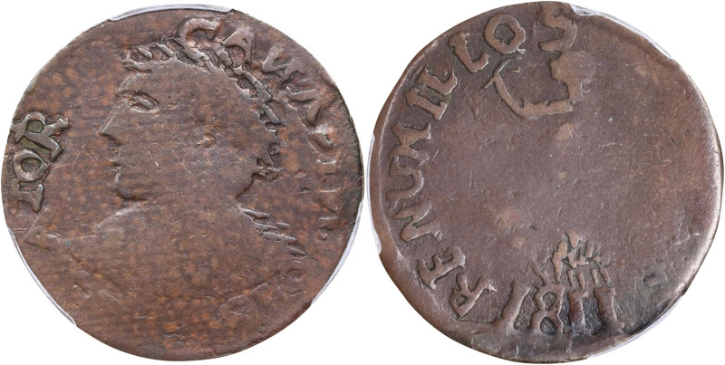 CANADA. Lower Canada. Copper Vexator Canadiensis 1/2 Penny Token, 1811. PCGS F-1...