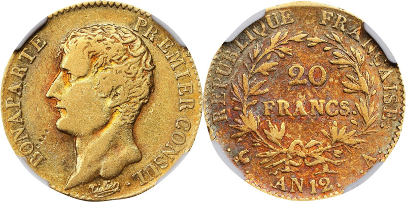 FRANCE. 20 Francs, Year 12-A (1803/4). Paris Mint. Napoleon (as First Consul). N...