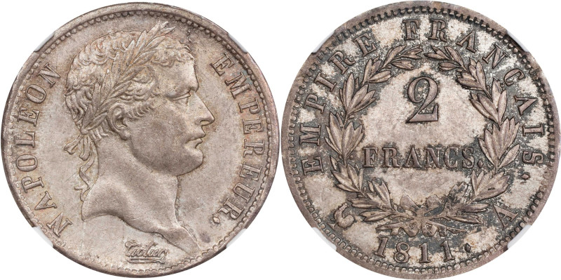 FRANCE. 2 Francs, 1811-A. Paris Mint. Napoleon I. NGC MS-64.
KM-693.1; Gad-501....