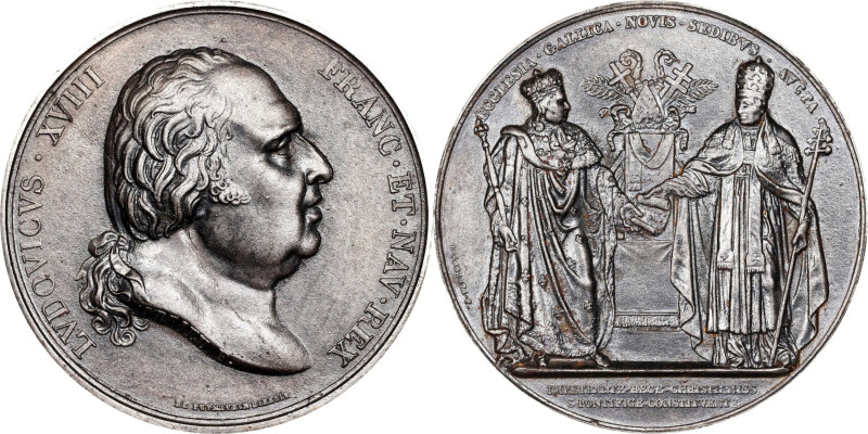 FRANCE. Louis XVIII/Concordat of Bologna White Metal Medal, "1817" (ca. mid-late...