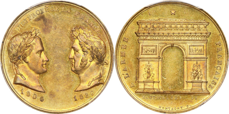 FRANCE. Napoleon & Louis Philippe I "Protectors of France" Brass Medal, 1836. Lo...