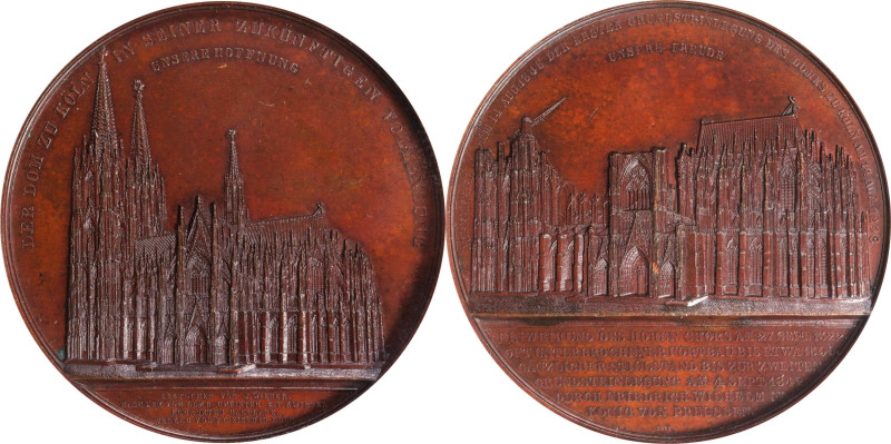 GERMANY. Cologne Cathedral Bronze Medal, 1851. Geerts (Ixelles) Mint. NGC MS-63 ...