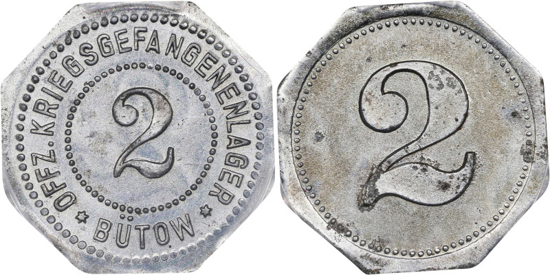 GERMANY. Empire. Butow. Zinc 5 Pfennig Prisoner of War Token, ND (ca. 1914-18). ...