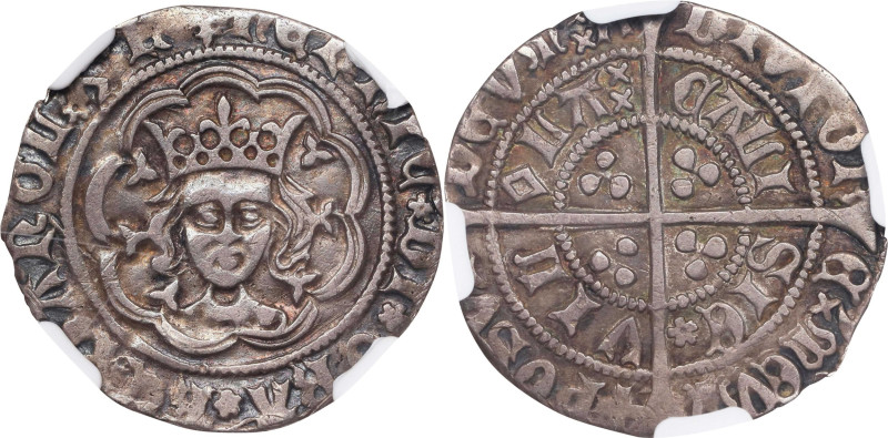 GREAT BRITAIN. 1/2 Groat (2 Pence), ND (1430-31). Calais Mint; @ mm. Henry VI. N...