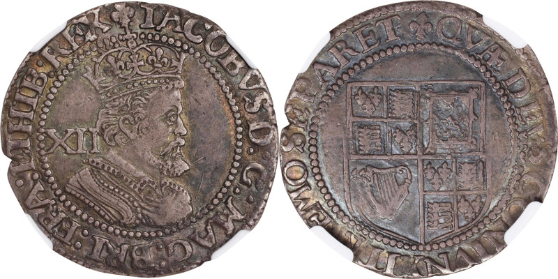 GREAT BRITAIN. Shilling, ND (1623-24). London Mint; mm: Lis. James I. NGC EF-40....