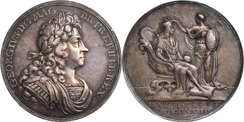 GREAT BRITAIN. George I/Silver Coronation Medal, 1714. London Mint. PCGS SPECIME...