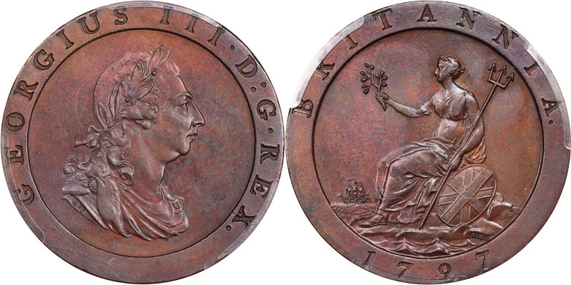 GREAT BRITAIN. Penny, 1797. Birmingham (Soho) Mint. George III. PCGS PROOF-62 Br...