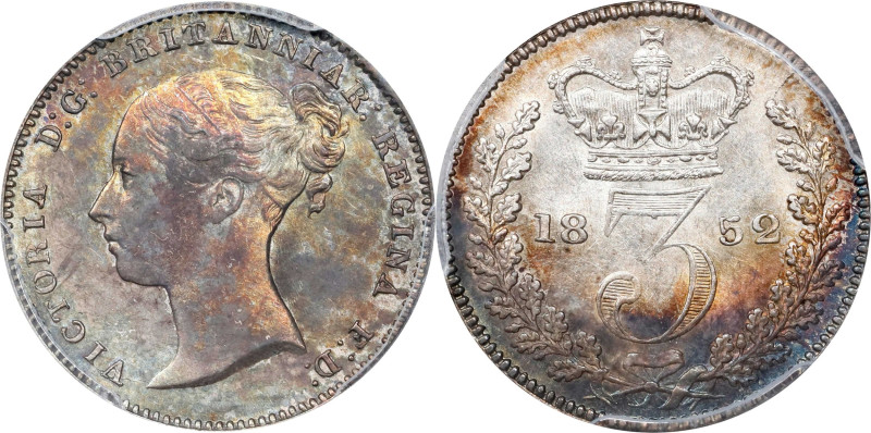 GREAT BRITAIN. 3 Pence, 1852. London Mint. Victoria. PCGS MS-65.
S-3914; KM-730...