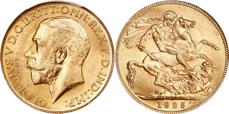 GREAT BRITAIN. Sovereign, 1925. London Mint. George V. PCGS MS-64.
S-3996; Fr-4...