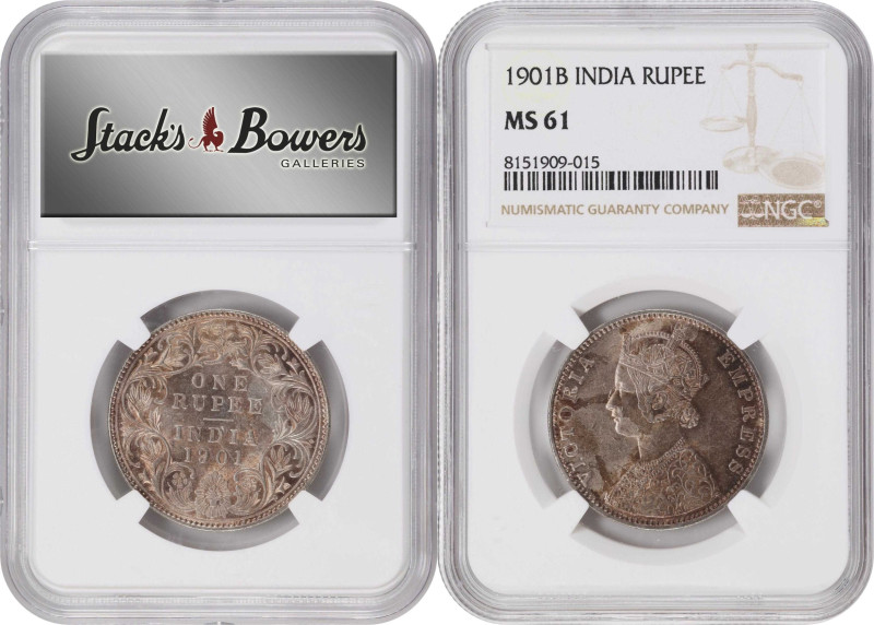 INDIA. Quintet of Rupees (5 Pieces), 1901-B. Bombay Mint. Victoria. All NGC MS-6...