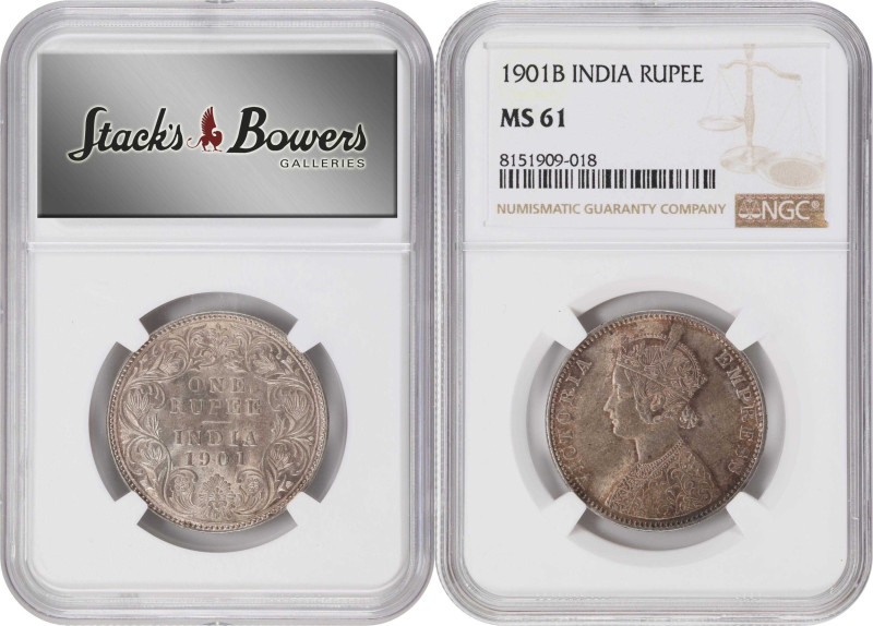 INDIA. Quintet of Rupees (5 Pieces), 1901-B. Bombay Mint. Victoria. All NGC MS-6...