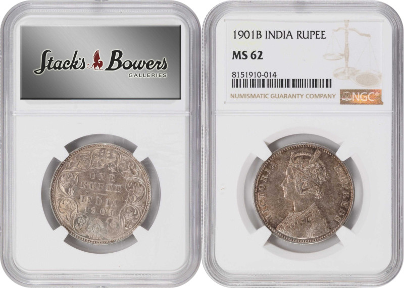 INDIA. Trio of Rupees (3 Pieces), 1901-B. Bombay Mint. Victoria. All NGC MS-62 C...