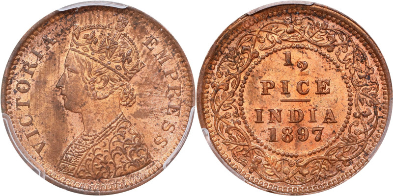 INDIA. 1/2 Pice, 1897-(C). Calcutta Mint. Victoria. PCGS MS-63 Red Brown.
KM-48...