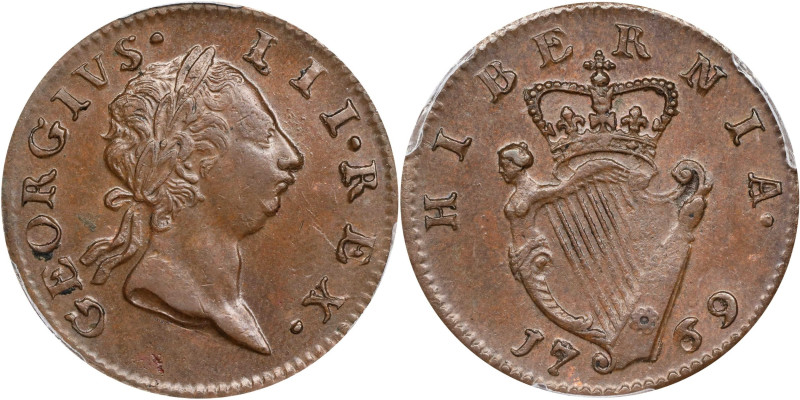 IRELAND. 1/2 Penny, 1769. George II. PCGS MS-62 Brown.
S-6612; KM-137. Glossy i...