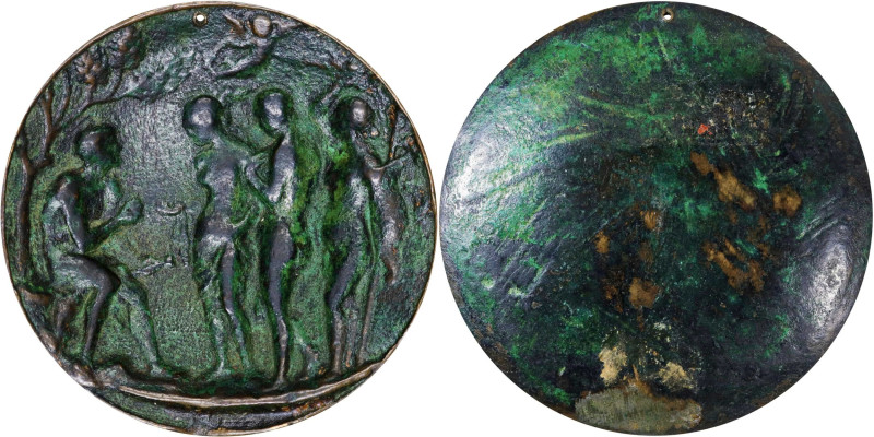 ITALY. Judgement of Paris Cast Bronze Medal, ND (original ca. Late 15th to early...