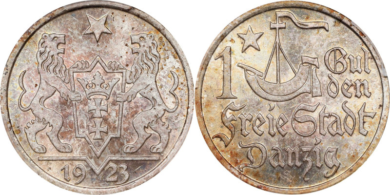 POLAND. Danzig. Gulden, 1923. Berlin Mint. PCGS MS-64.
KM-145; J-D7. A lustrous...