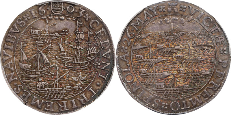 SPANISH NETHERLANDS. Zeeland. Silver Jeton, 1603. PCGS AU-55.
Dugn-3551. Jeton ...