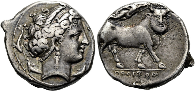 KAMPANIEN. NEAPOLIS. Didrachme ø 22mm (7.43g). ca. 300 v. Chr. Vs.: Kopf der Par...