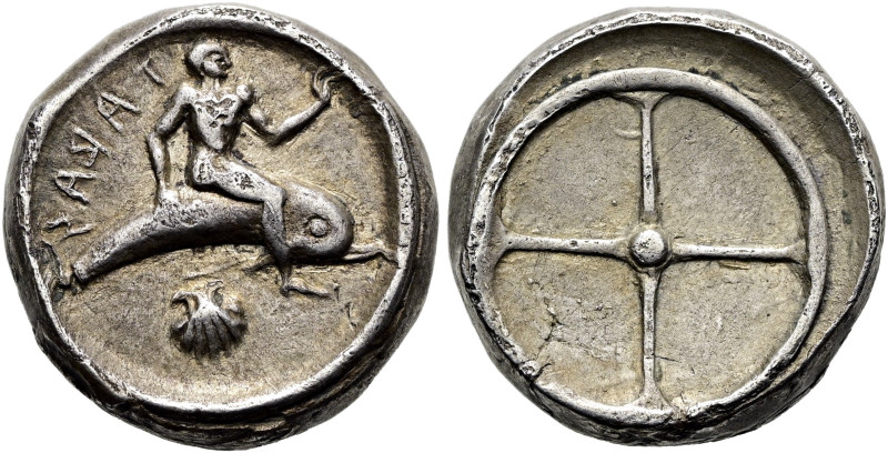 KALABRIEN. TARENT. Didrachme ø 18mm (7.62g). 480 - 470 v. Chr. Vs.: ΤΑΡΑΣ (retr....