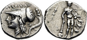 LUKANIEN. HERAKLEIA. Didrachme ø 21mm (6.40g). 276 - 250 v. Chr. Vs.: ΗΡΑΚΛΕΙΩΝ, Kopf der Athena mit korinthischem Helm n.l., auf dem Helmkessel Greif...