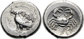 SIZILIEN. AKRAGAS. Didrachme ø 19mm (8.77g). 495 - 485 v. Chr. Vs.: AKPA, Adler mit geschlossenen Schwingen n. l. stehend. Rs.: Krabbe im runden Incus...