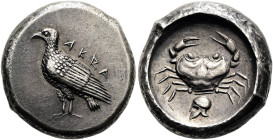 SIZILIEN. AKRAGAS. Didrachme ø 17mm (8.07g). 488/5 - 480/78 v. Chr. Vs.: AKPA, Adler mit geschlossenen Schwingen n. l. stehend. Rs.: Krabbe im runden ...