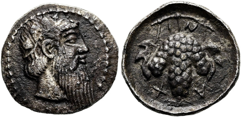 SIZILIEN. NAXOS. Litra ø 12mm (0.83g). Kurz nach 461 v. Chr. Vs.: Kopf des bärti...