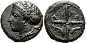 SIZILIEN. SYRAKUS. 2. Republik, 466 - 405 v. Chr. ø 15mm (3.54g). ca. 405 v. Chr. Vs.: Kopf der Arethusa mit Sphendone n. l., dahinter Delfin. Rs.: ΣΥ...