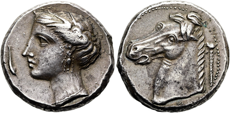 SIZILIEN. SIKELOPUNIER. "M" (Feldlager). Tetradrachme ø 25mm (16.91g). 320 - 300...