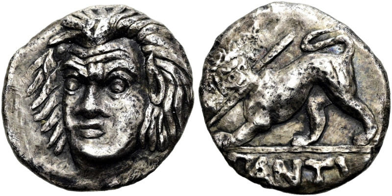 TAURISCHE CHERSONES. PANTIKAPAION. Hemidrachme ø 12mm (1.57g). 4. Jh. v. Chr. Vs...