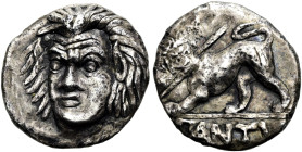 TAURISCHE CHERSONES. PANTIKAPAION. Hemidrachme ø 12mm (1.57g). 4. Jh. v. Chr. Vs.: Kopf des jugendlichen Pan im Dreiviertelprofil n. l. Rs.: ΠΑΝΤΙ, Lö...