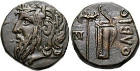 SARMATIA. OLBIA. ø 23mm (12.08g). 330 - 300 v. Chr. Vs.: Kopf des Flussgottes Borysthenes n. l. Rs.: ΟΛΒΙΟ, Gorytos u. Zepter, Monogramm. SNG BM 451; ...