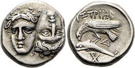 MOESIA INFERIOR. ISTROS. Drachme ø 18mm (5.69g). 340/30 - 313 v. Chr. Vs.: Zwei jugendliche, männliche Köpfe en face, der rechte umgekehrt. Rs.: ΙΣΤΡΙ...