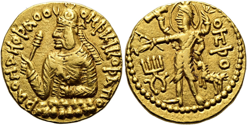 KUSHAN. Huviska, 151 - 190 n. Chr. Dinar ø 20mm (7.92g). Mzst.in Gandhara, vermu...