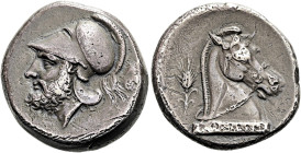 ANONYME PRÄGUNGEN, 280 - 211 V. CHR. Romano-campanische Prägung, kurz vor 269 v. Chr. Didrachme ø 20mm (6.97g). 280 - 276 v. Chr. Mzst.Metapontum? Vs....