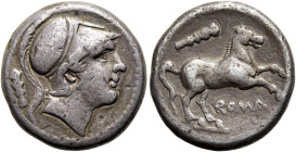 ANONYME PRÄGUNGEN, 280 - 211 V. CHR. Anonym, 241 - 235 v. Chr. Didrachme ø 19mm (6.68g). Mzst.Rom. Vs.: Kopf des Mars mit Helm n. r., dahinter Keule. ...