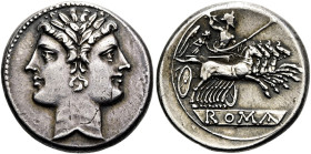 ANONYME PRÄGUNGEN, 280 - 211 V. CHR. Anonym, 225 - 212 v. Chr. Didrachme ø 22mm (6.87g). Mzst.Rom. Vs.: Januskopf mit Lorbeerkranz. Rs.: Jupiter mit B...