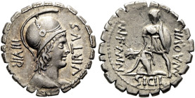 RÖMISCHE REPUBLIK NACH 211 V. CHR. Mn. Aquillius, 71 v. Chr. Denar ø 20mm (3.96g). Mzst.Rom. Vs.: VIRTVS IIIVIR, drapierte Büste der Virtus mit Helm n...